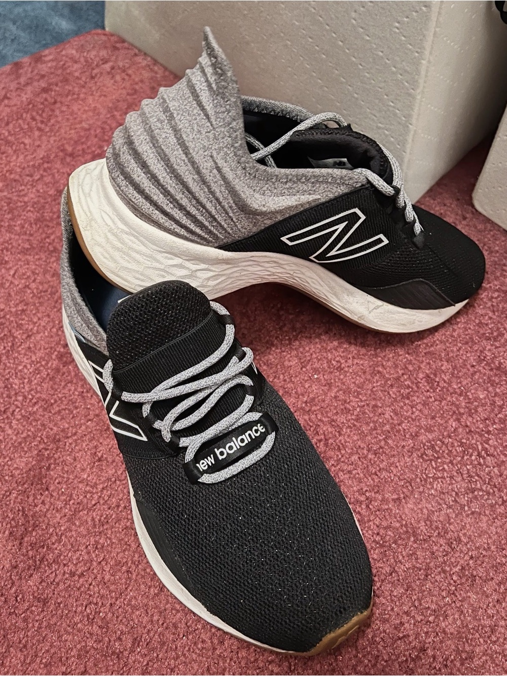 New Balance Black and Gray Knit Running Shoes